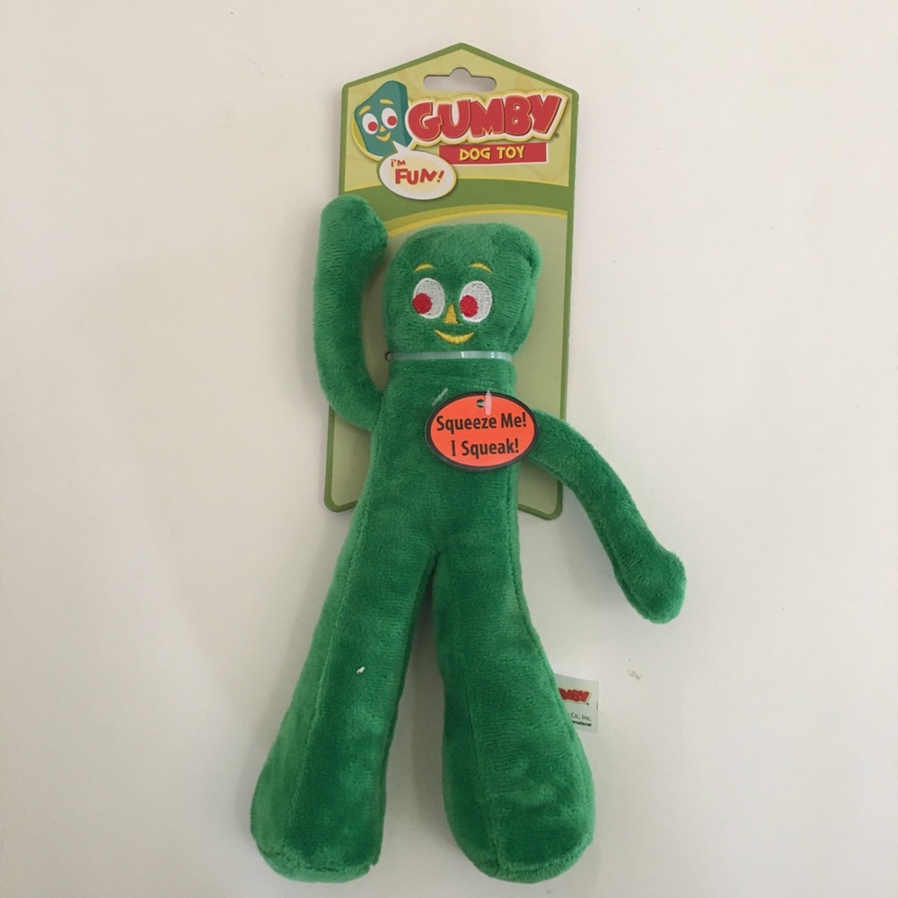 NEW Dog Toy Gumby Plush Green Squeaker Toy Pet Entertainment